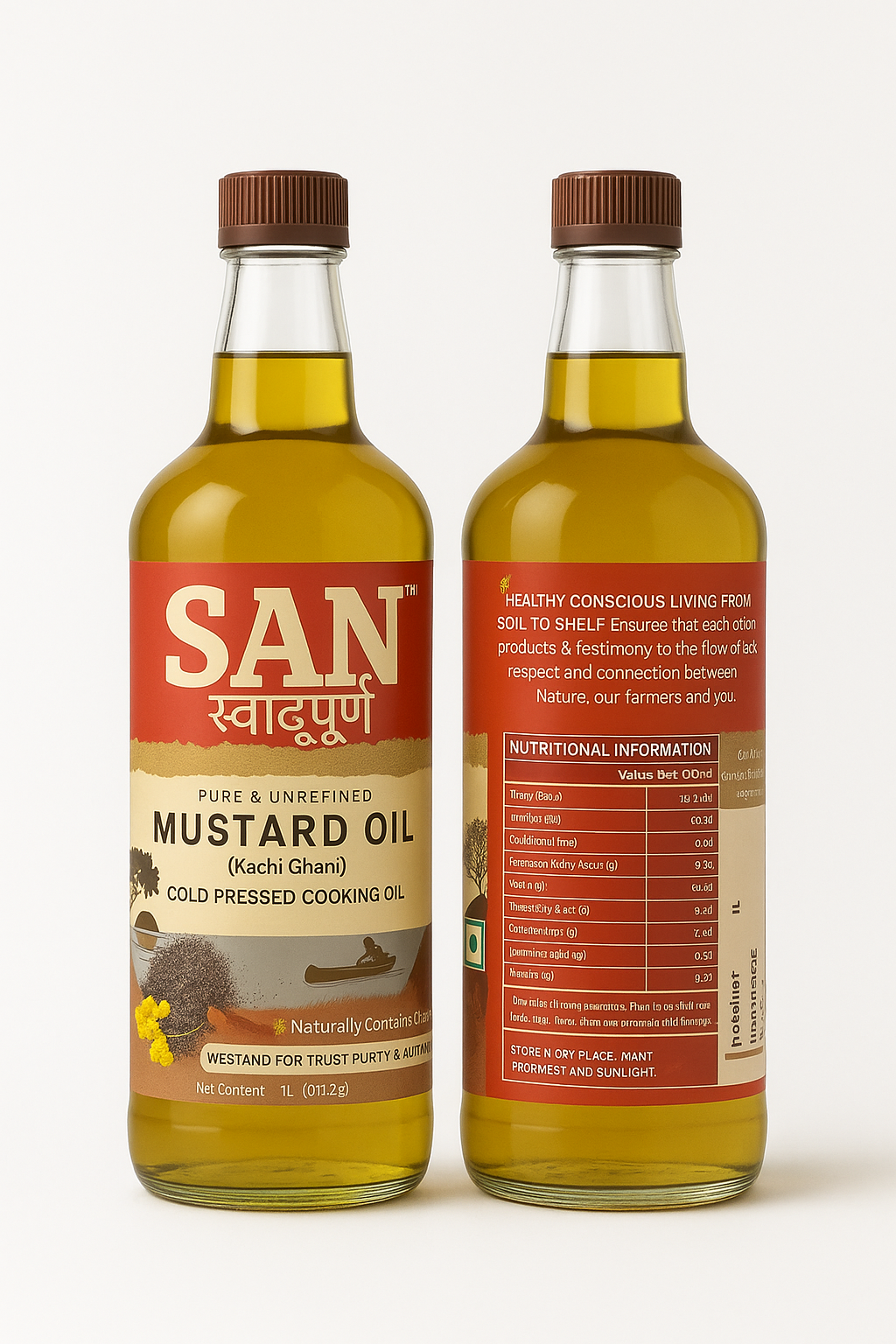 San Mustard Oil 1L | 100% Pure, Unrefined & Cold-pressed
